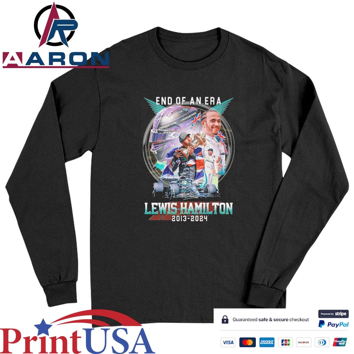 End Of An Era Lewis Hamilton 2013-2024 Signature T-Shirts Long Sleeve