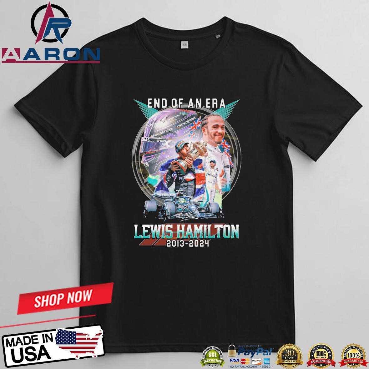 End Of An Era Lewis Hamilton 2013-2024 Signature T-Shirts