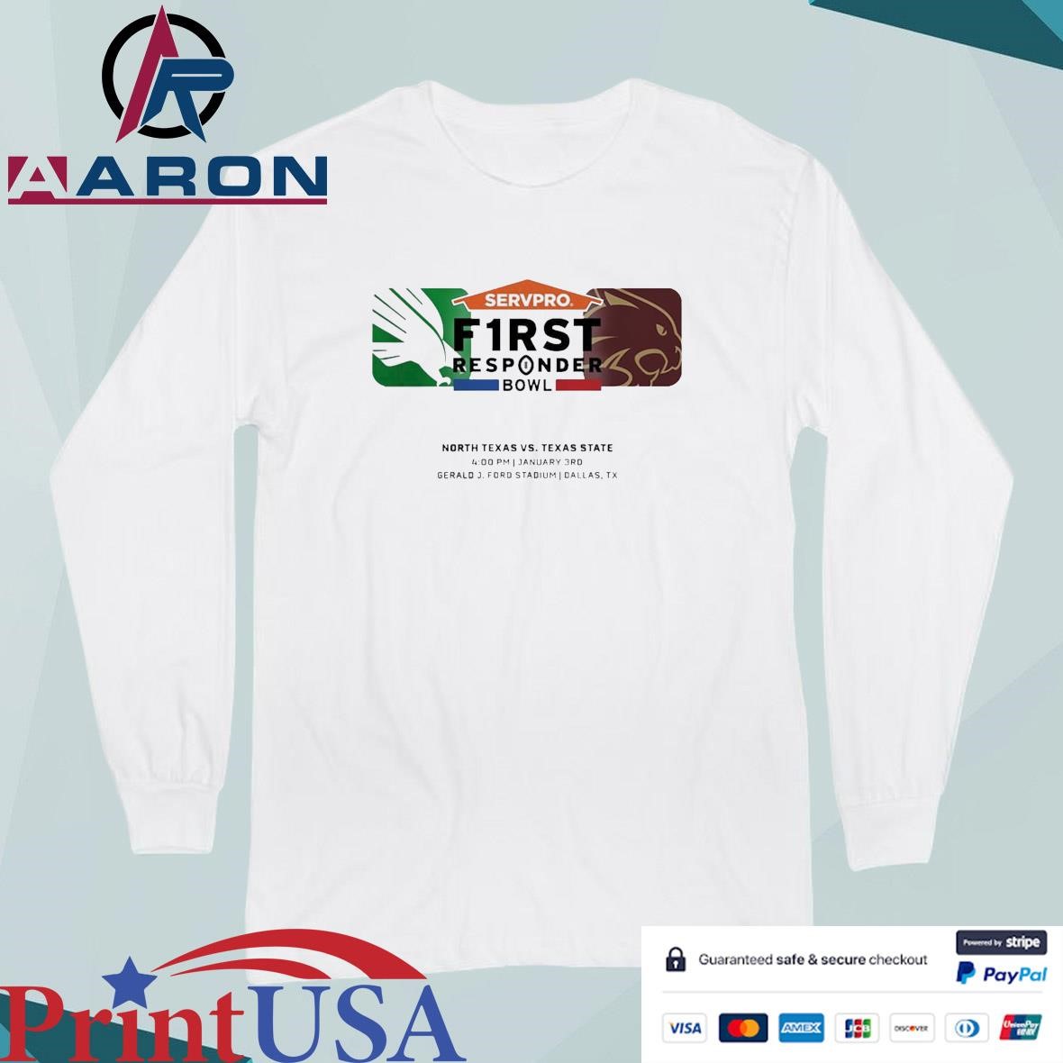 First Responder Bowl North Texas Mean Green Vs Texas State Bobcats Matchup At Gerald J.Ford Stadium In Dallas TX On January 3rd 2025 NCAA T-Shirts Long Sleeve