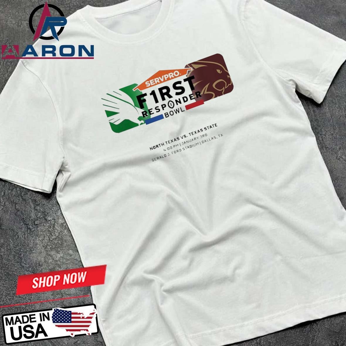 First Responder Bowl North Texas Mean Green Vs Texas State Bobcats Matchup At Gerald J.Ford Stadium In Dallas TX On January 3rd 2025 NCAA T-Shirts