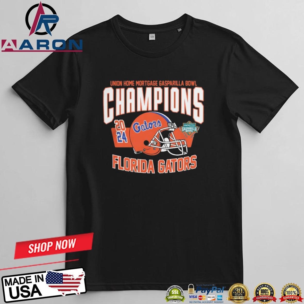 Florida Gators Union Home Mortgage Gasparilla Bowl Champions 2024 Helmet T-Shirts