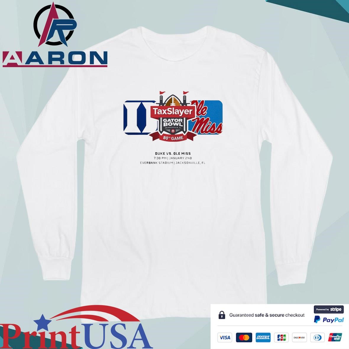 Gator Bowl Duke Blue Devils Vs Ole Miss Rebels Matchup At Everbank Stadium In Jacksonville FL On January 2nd 2024 NCAA T-Shirts Long Sleeve