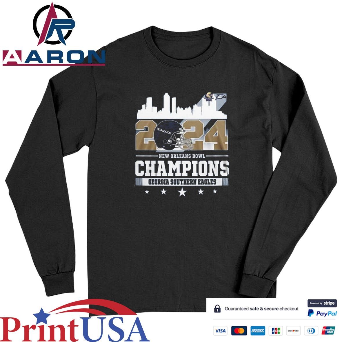 Georgia Southern Eagles New Orleans Bowl Champions 2024 Skyline T-Shirts Long Sleeve