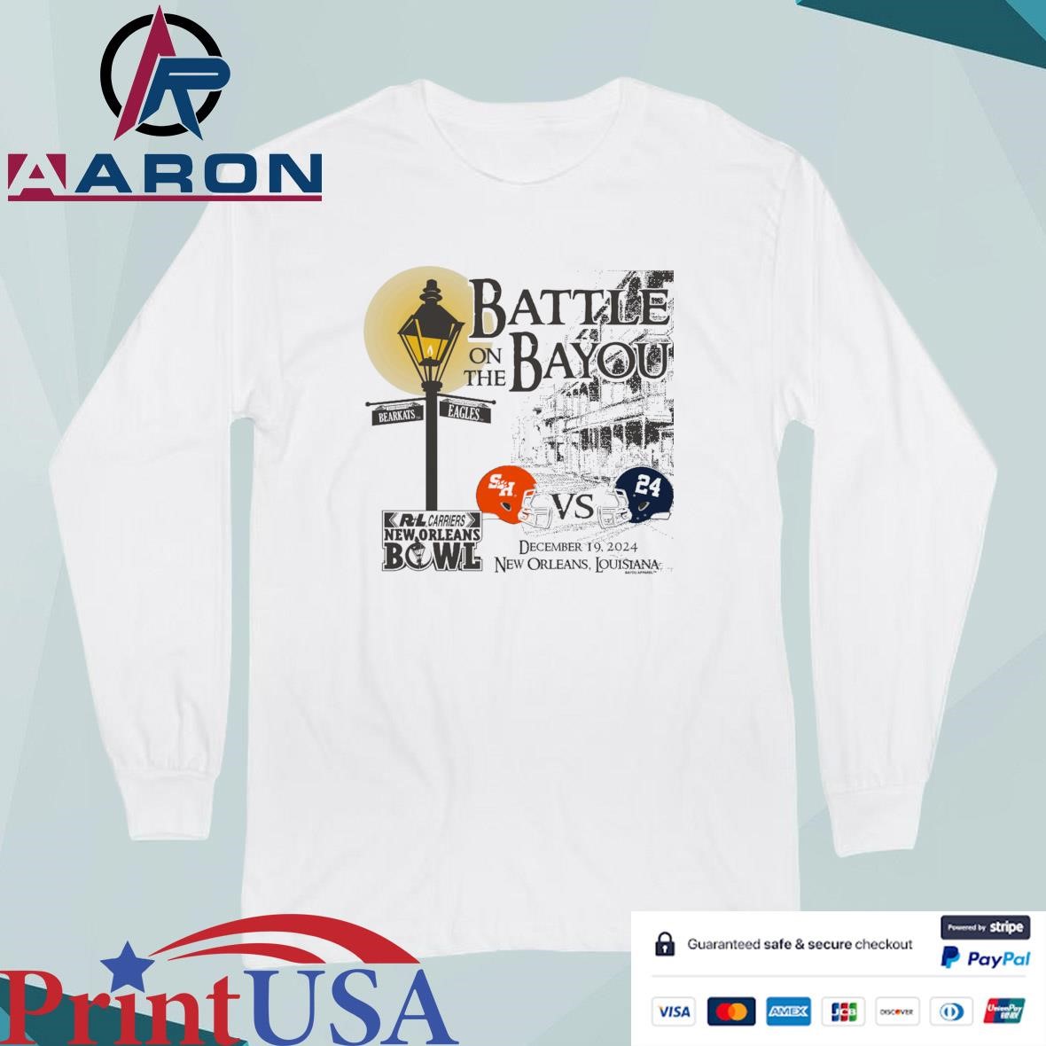 Georgia Southern Eagles Vs Sam Houston State Bearkats 2024 New Orleans Bowl Battle On The Bayou T-Shirts Long Sleeve