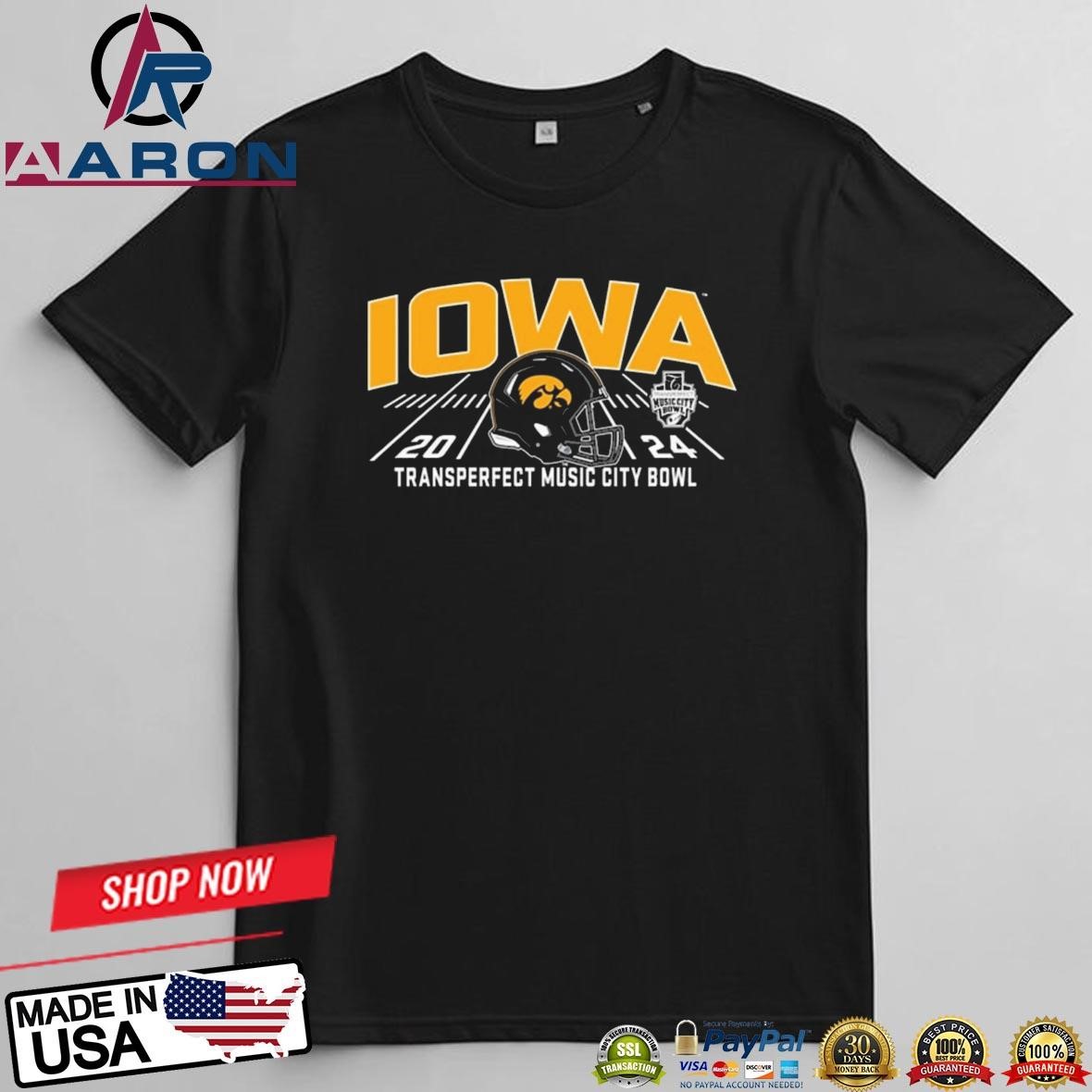 Iowa Hawkeyes 2024 Music City Bowl Bound Helmet T-Shirts