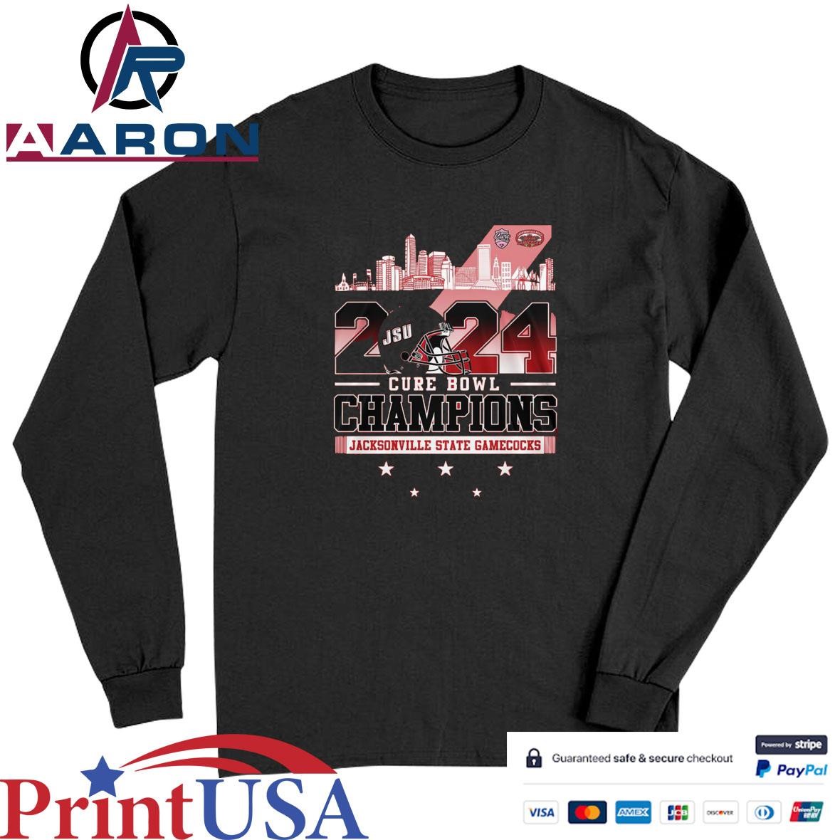 JSU 2024 Cure Bowl Champions Jacksonville State Gamecocks Skyline T-Shirts Long Sleeve