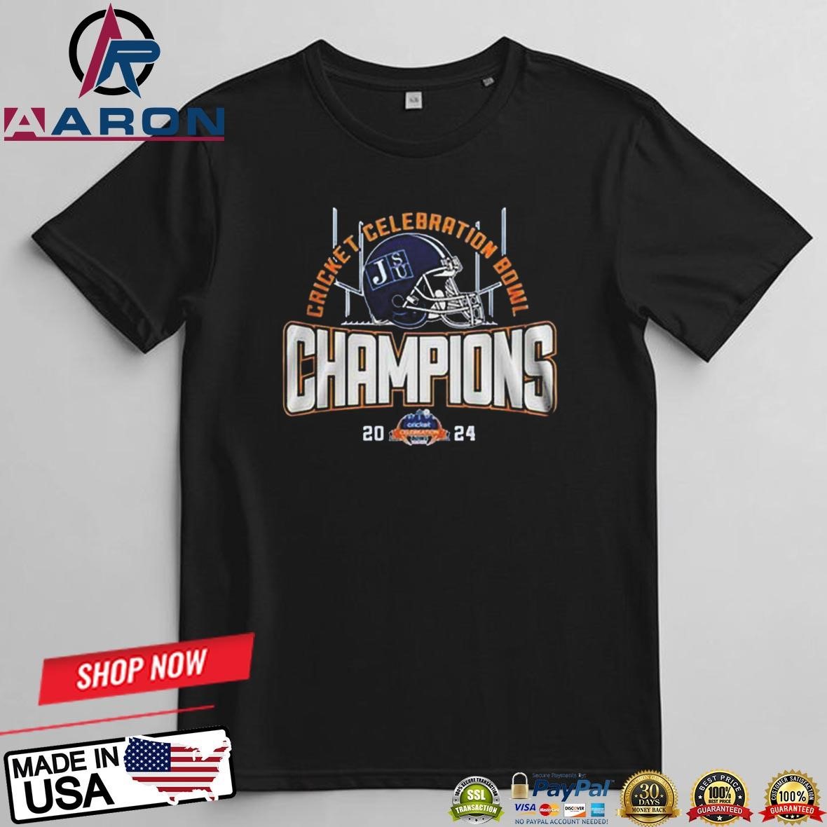 Jackson State Tigers Champions Of Cricket Celebration Bowl 2024 Helmet T-Shirts