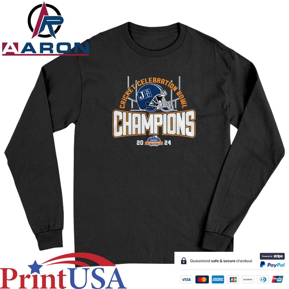 Jackson State Tigers Champions Of Cricket Celebration Bowl 2024 T-Shirts Long Sleeve