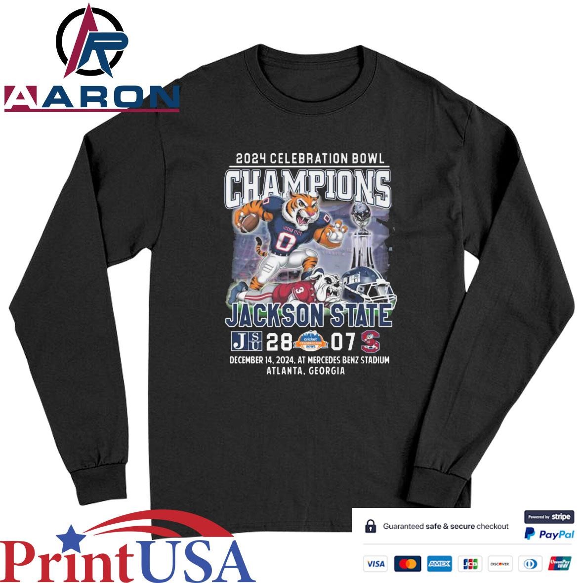 Jackson State Tigers Cricket Celebration Bowl Champions 2024 Winner T-Shirts Long Sleeve