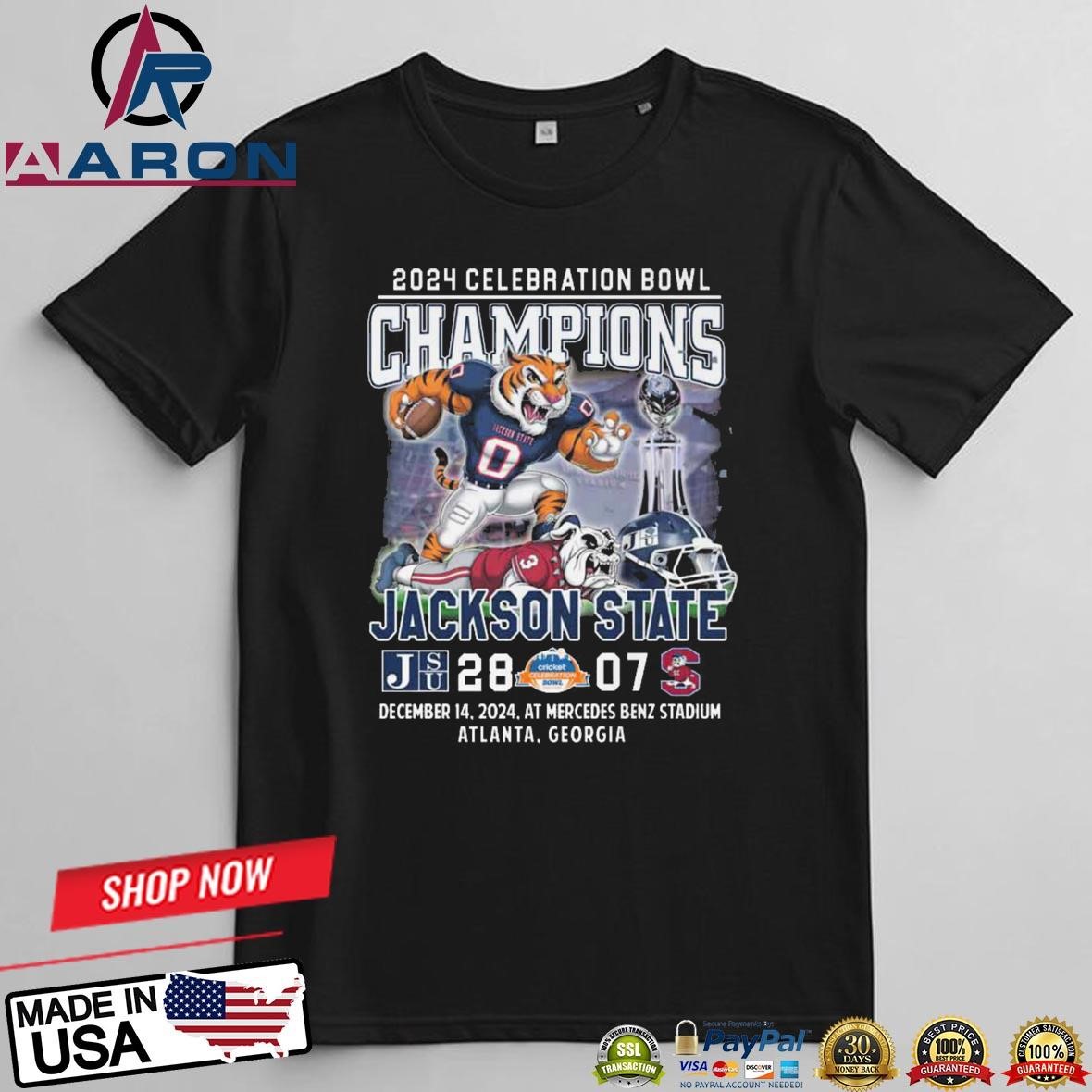 Jackson State Tigers Cricket Celebration Bowl Champions 2024 Winner T-Shirts