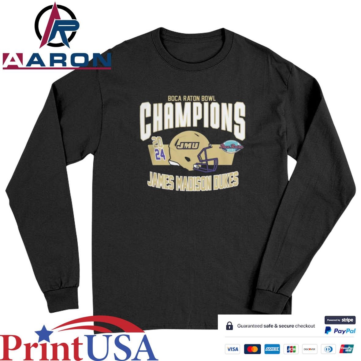 James Madison Dukes Boca Raton Bowl Champions 2024 Helmet T-Shirts Long Sleeve