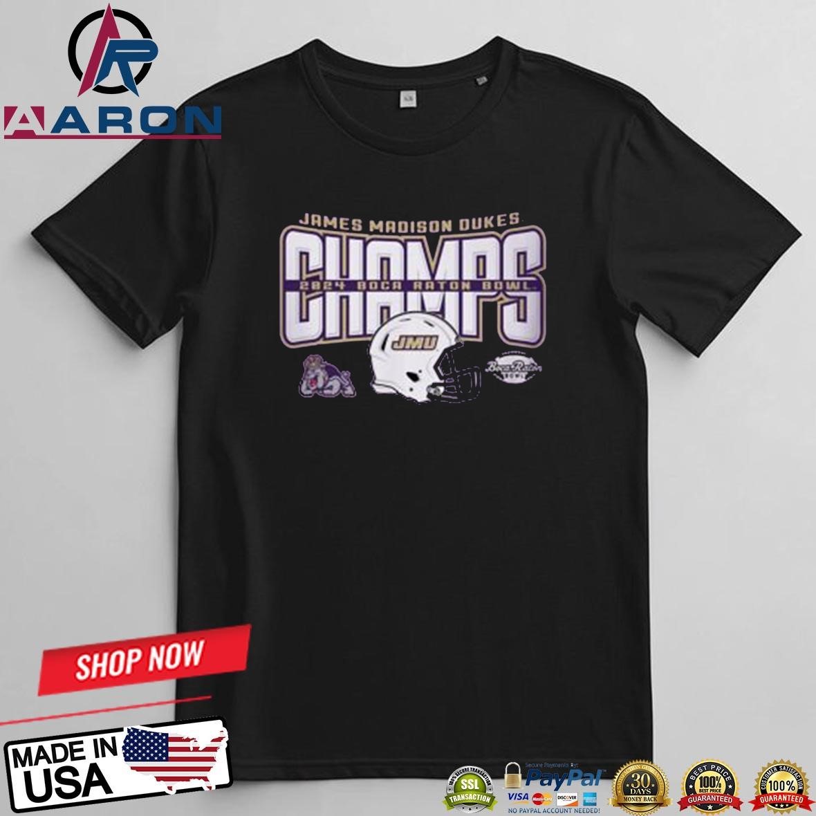 James Madison Dukes Football 2024 Boca Raton Bowl Champions T-Shirts