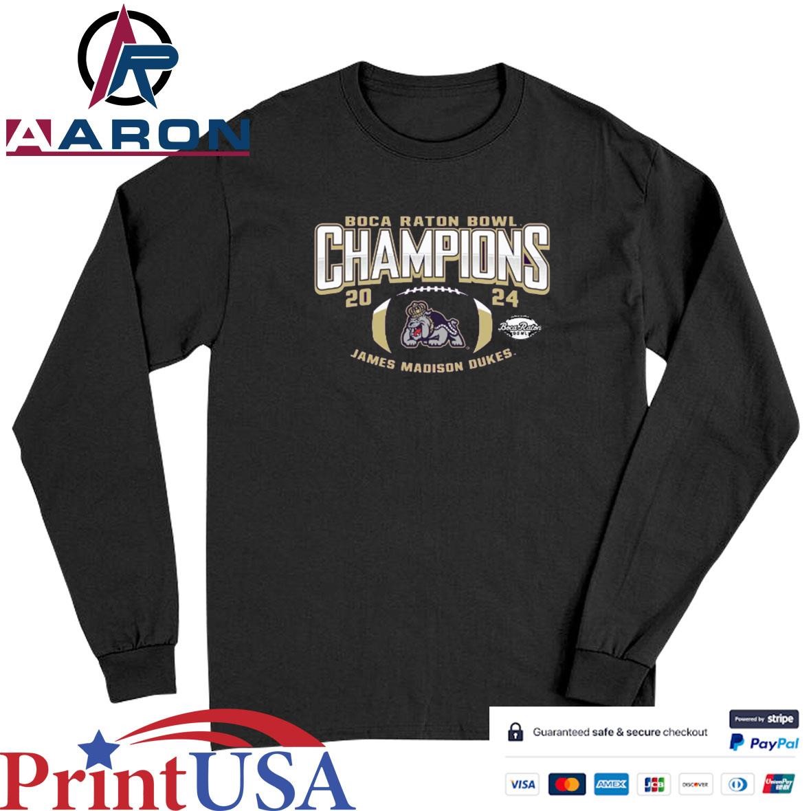 James Madison University Football 2024 Boca Raton Bowl Champions T-Shirts Long Sleeve