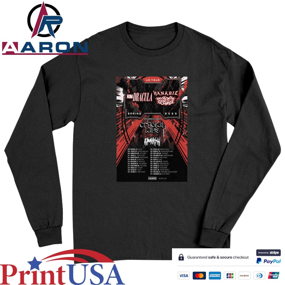 Kim Dracula Hanabie Us Tour 2025 Poster Spring T-Shirts Long Sleeve