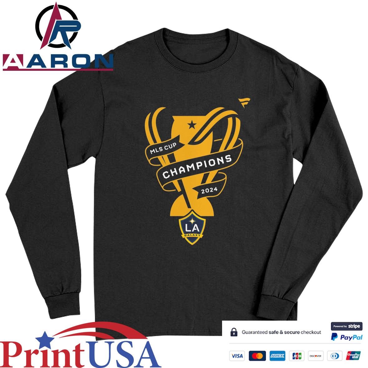 LA Galaxy Fanatics Black 2024 MLS Cup Champions Locker Room T-Shirts Long Sleeve
