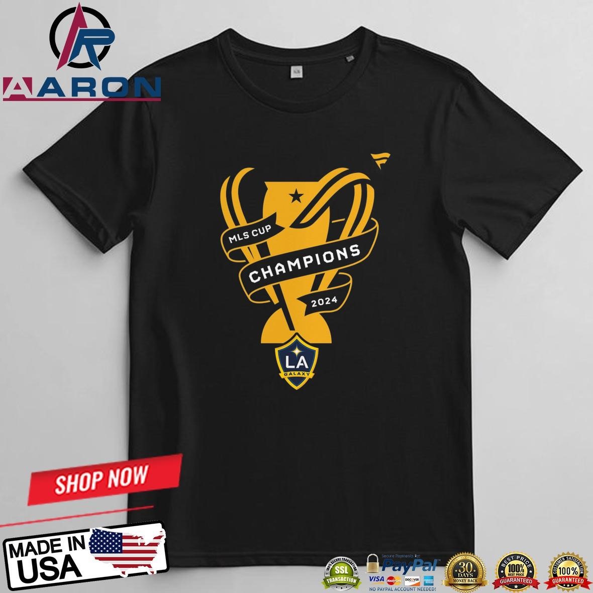 LA Galaxy Fanatics Black 2024 MLS Cup Champions Locker Room T-Shirts