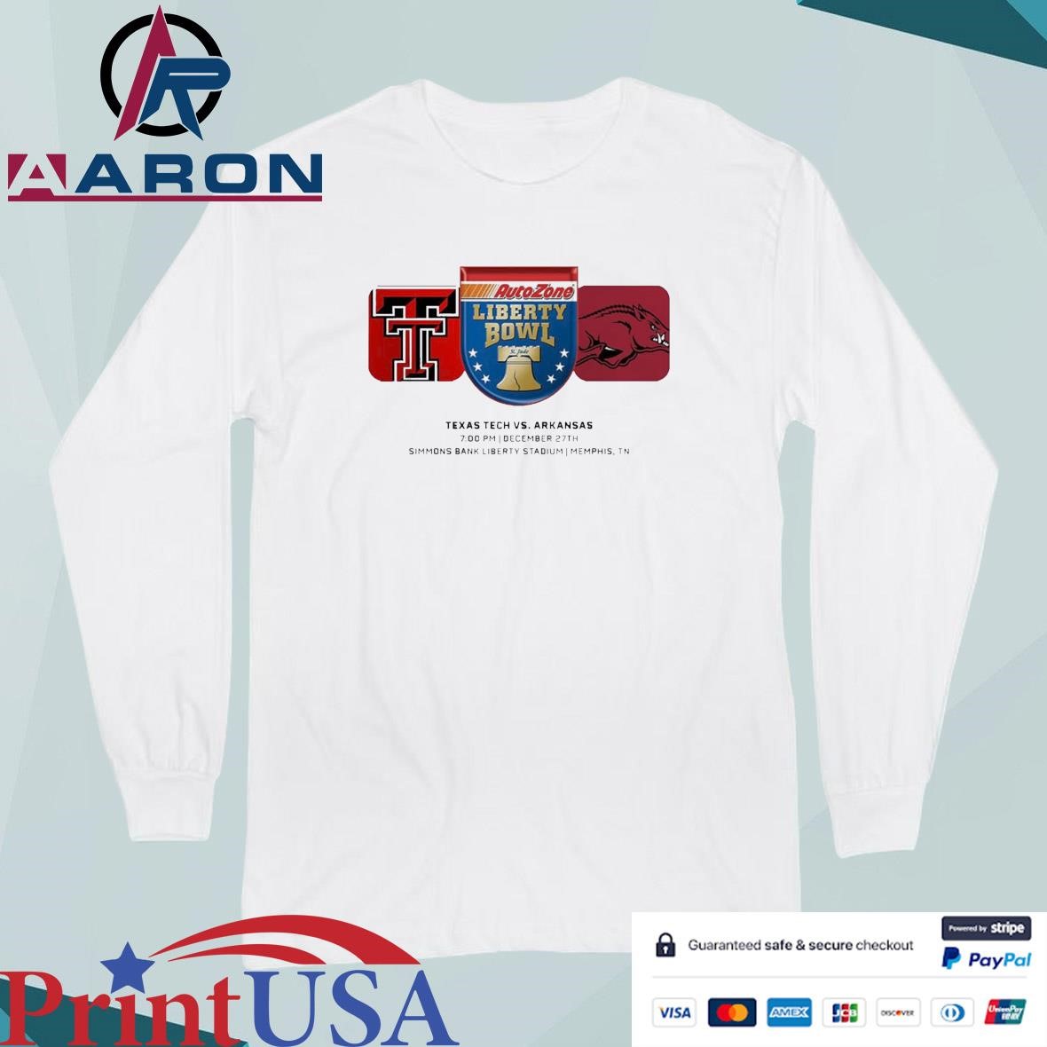 Liberty Bowl Texas Tech Red Raiders Vs Arkansas Razorbacks Matchup At Simmons Bank Liberty Stadium In Memphis TN On December 27th 2024 NCAA T-Shirts Long Sleeve
