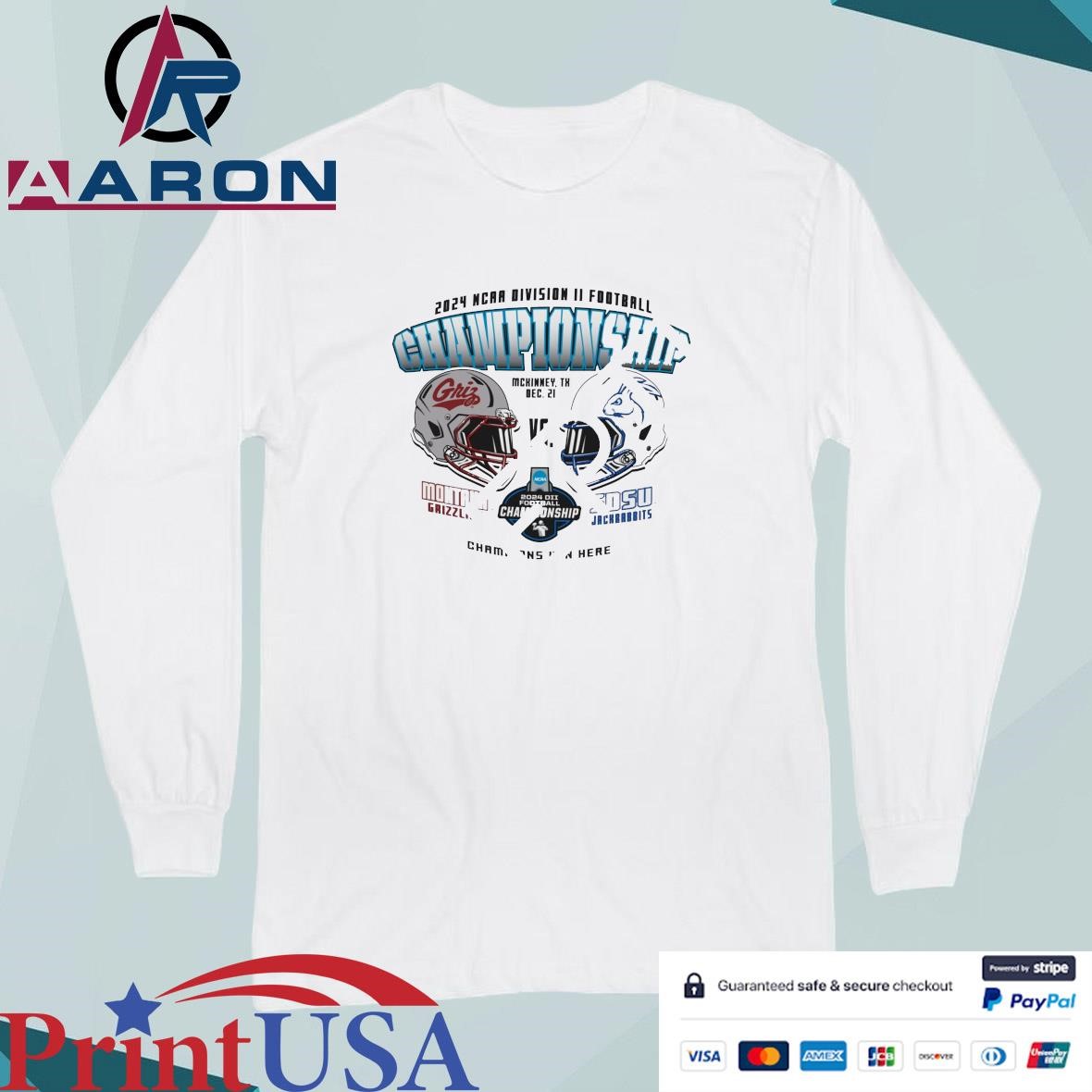 Montana Grizzlies Vs SDSU Jackrabbits 2024 NCAA Division II Football Championship Head To Head T-Shirts Long Sleeve