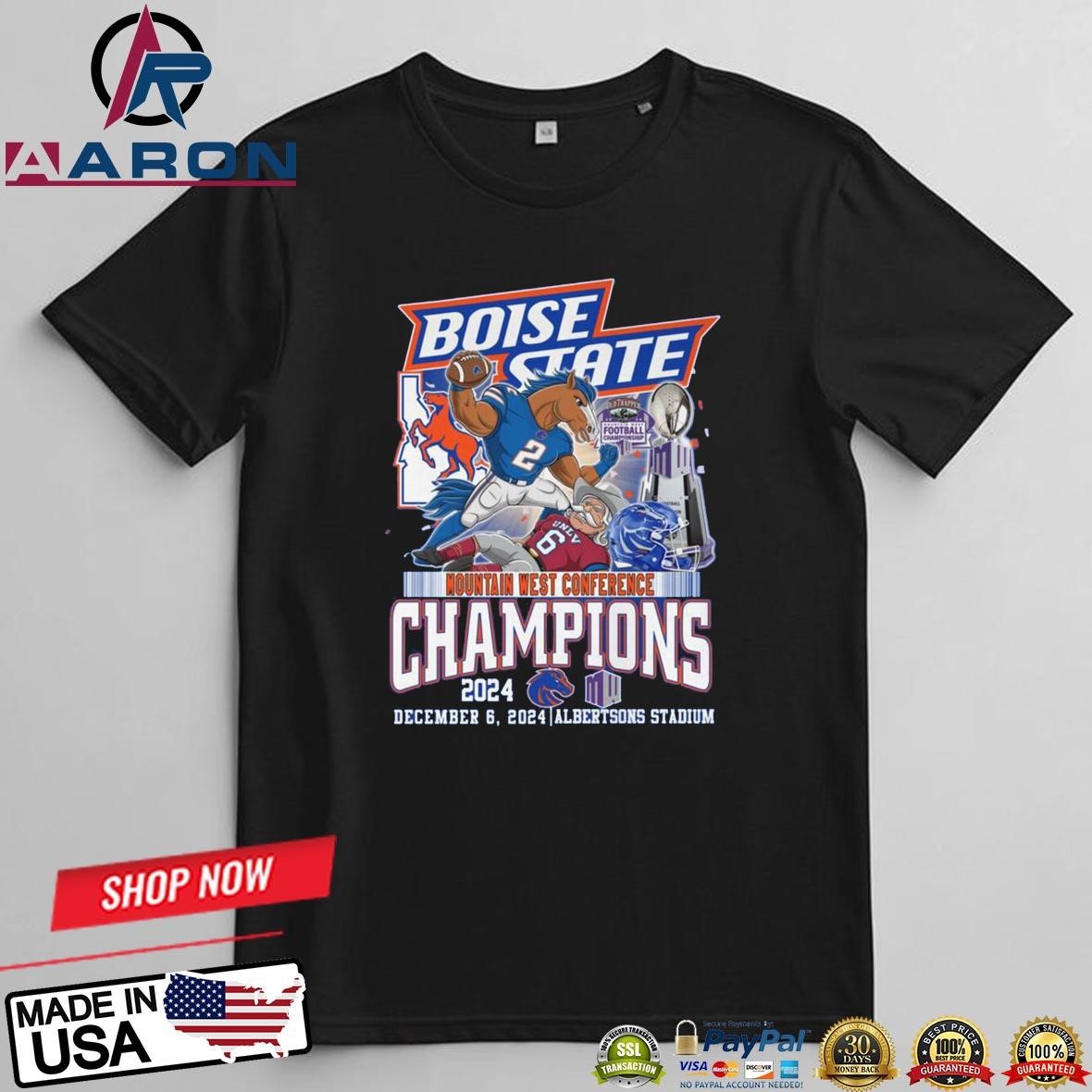 NCAA Boise State Broncos Mascot Mountain West Conference Champions 2024 T-Shirts