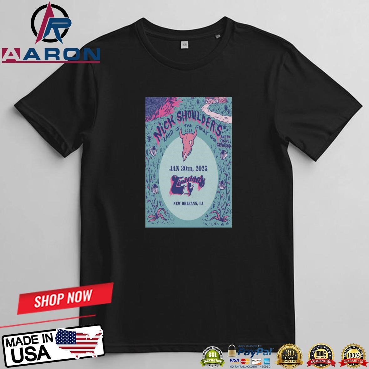 Nick Shoulders Tipitina's New Orleans LA 1-30-2025 Tour Poster T-Shirts