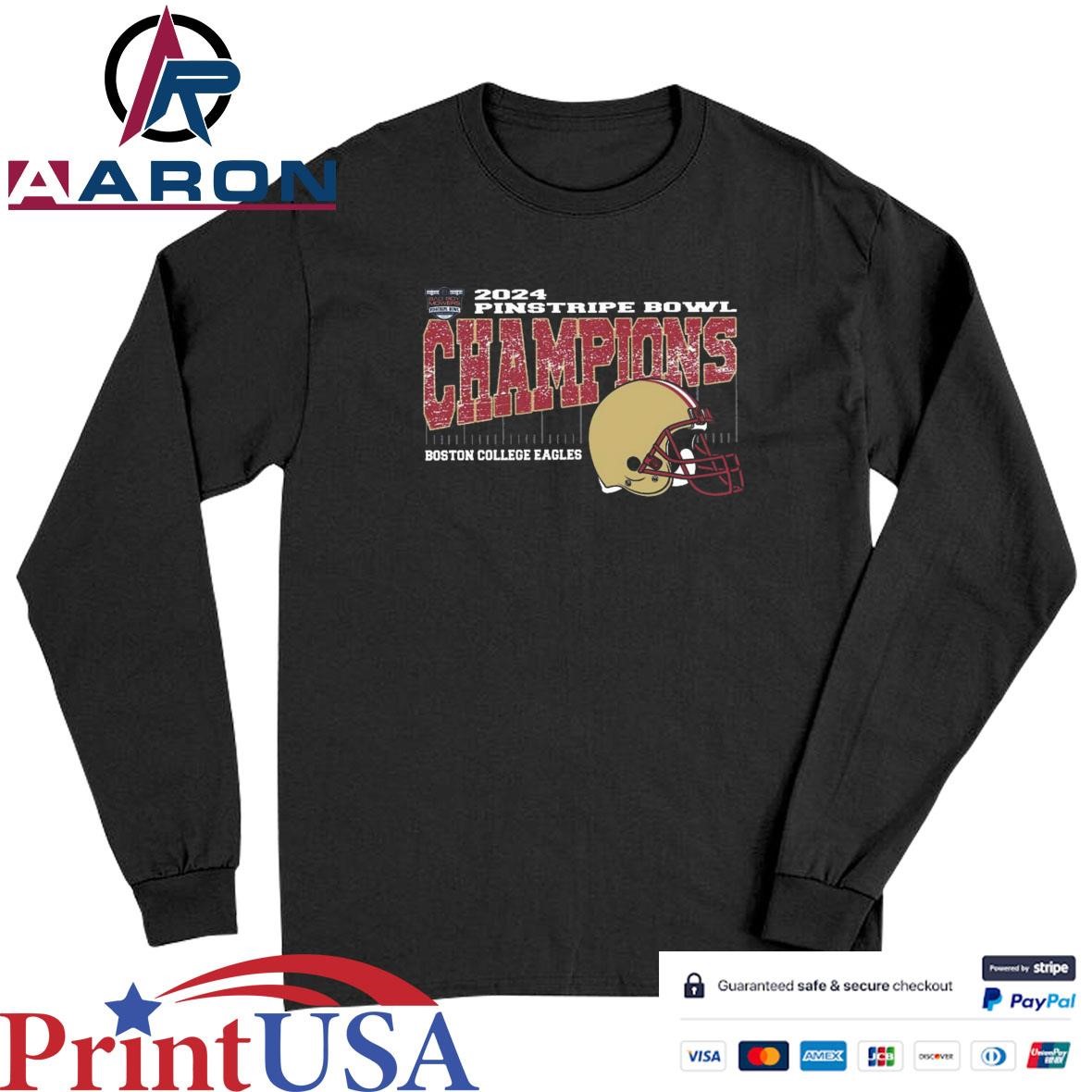 Official Boston College Eagles 2024 Bad Boy Mowers Pinstripe Bowl Champions Vintage Style Helmet T-Shirts Long Sleeve