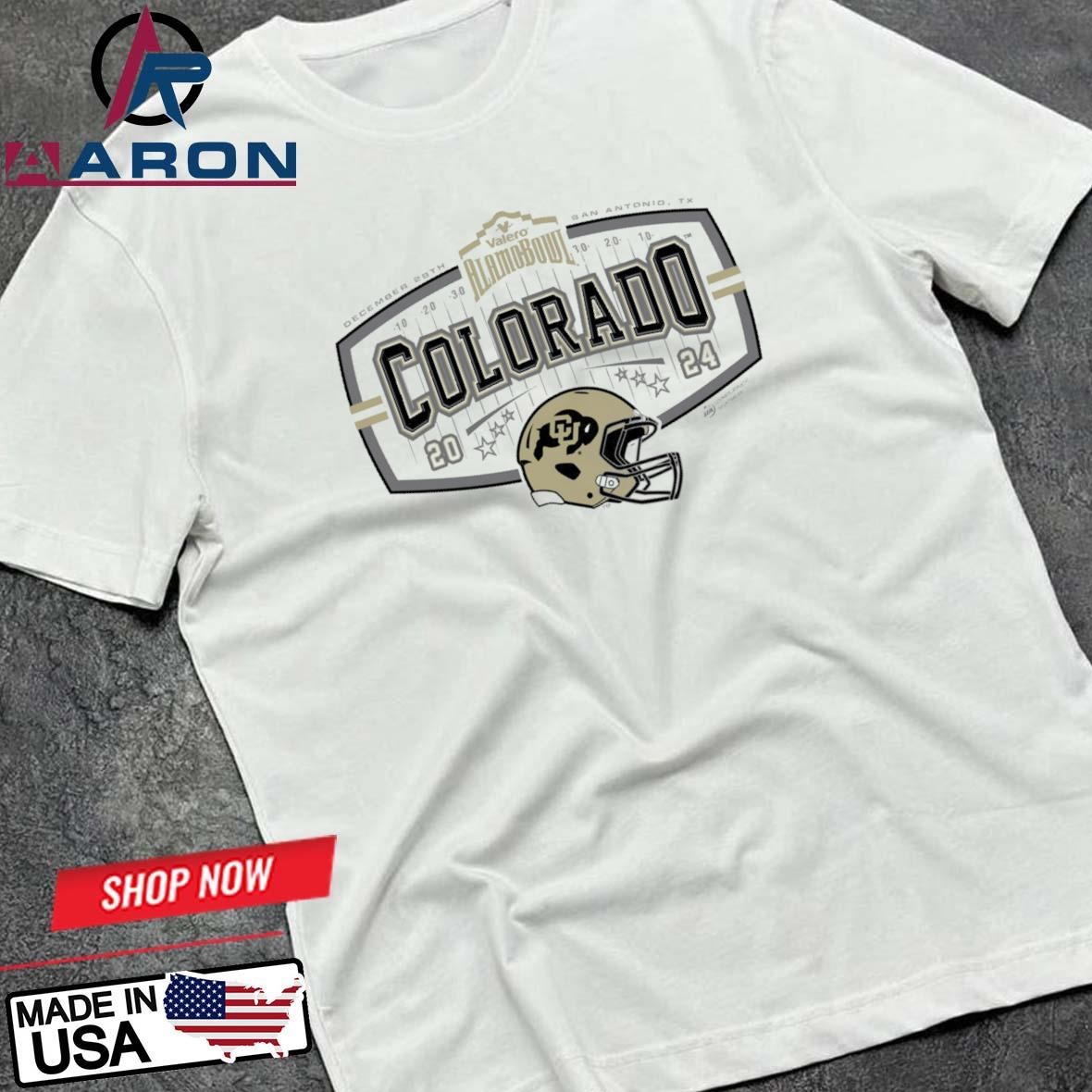 Official Colorado Buffaloes 2024 Valero Alamo Bowl San Antonio, Tx Helmet T-Shirts