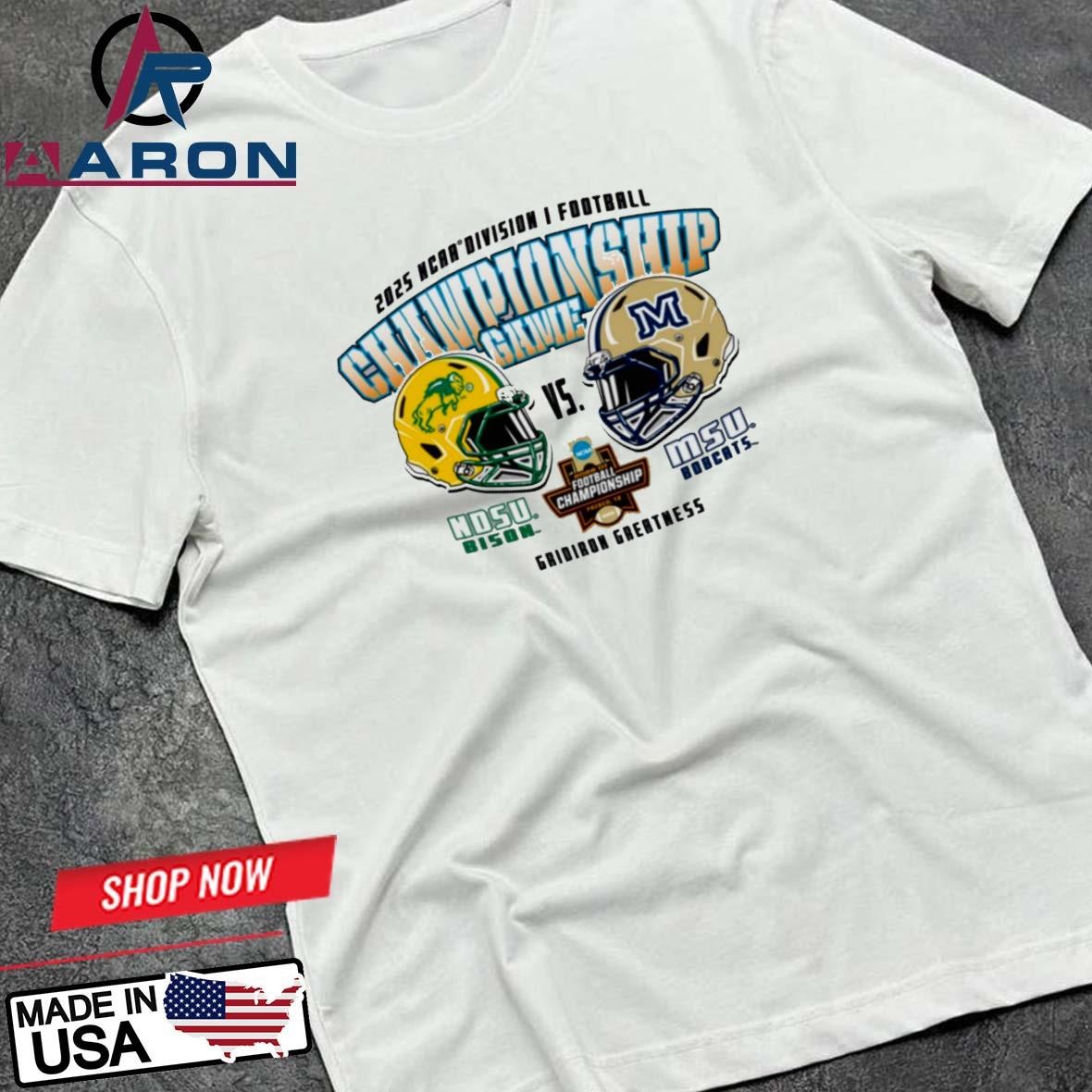 Official MSU Bobcats Vs NDSU Bison 2025 NCAA Division I Football Championship Game Head To Head T-Shirts