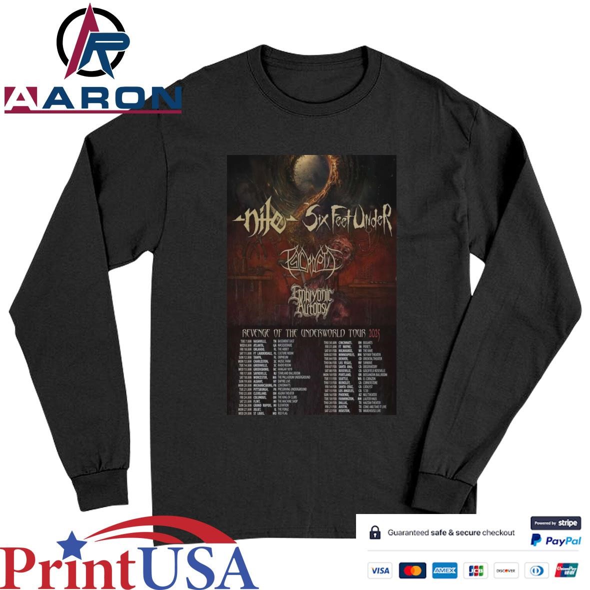 Official Nile And Six Feet Under Revenge Of The Underworld Tour 2025 T-Shirts Long Sleeve