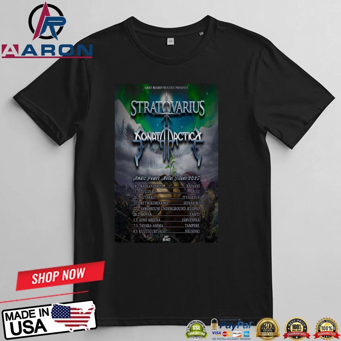 Official Nordic Power Metal Titans Tour 2025 Stratovarius T-Shirts