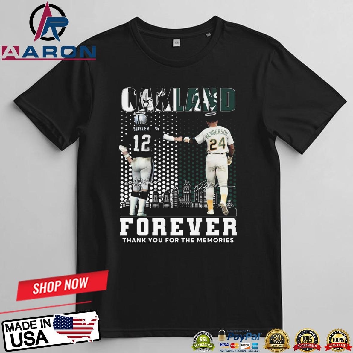 Official Oakland Legends Forever Stabler And Henderson Signatures T-Shirts