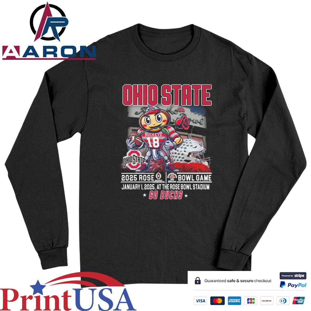 Official Ohio State Buckeyes 2025 Rose Bowl Game Go Bucks At The Rose Bowl Stadium T-Shirts Long Sleeve