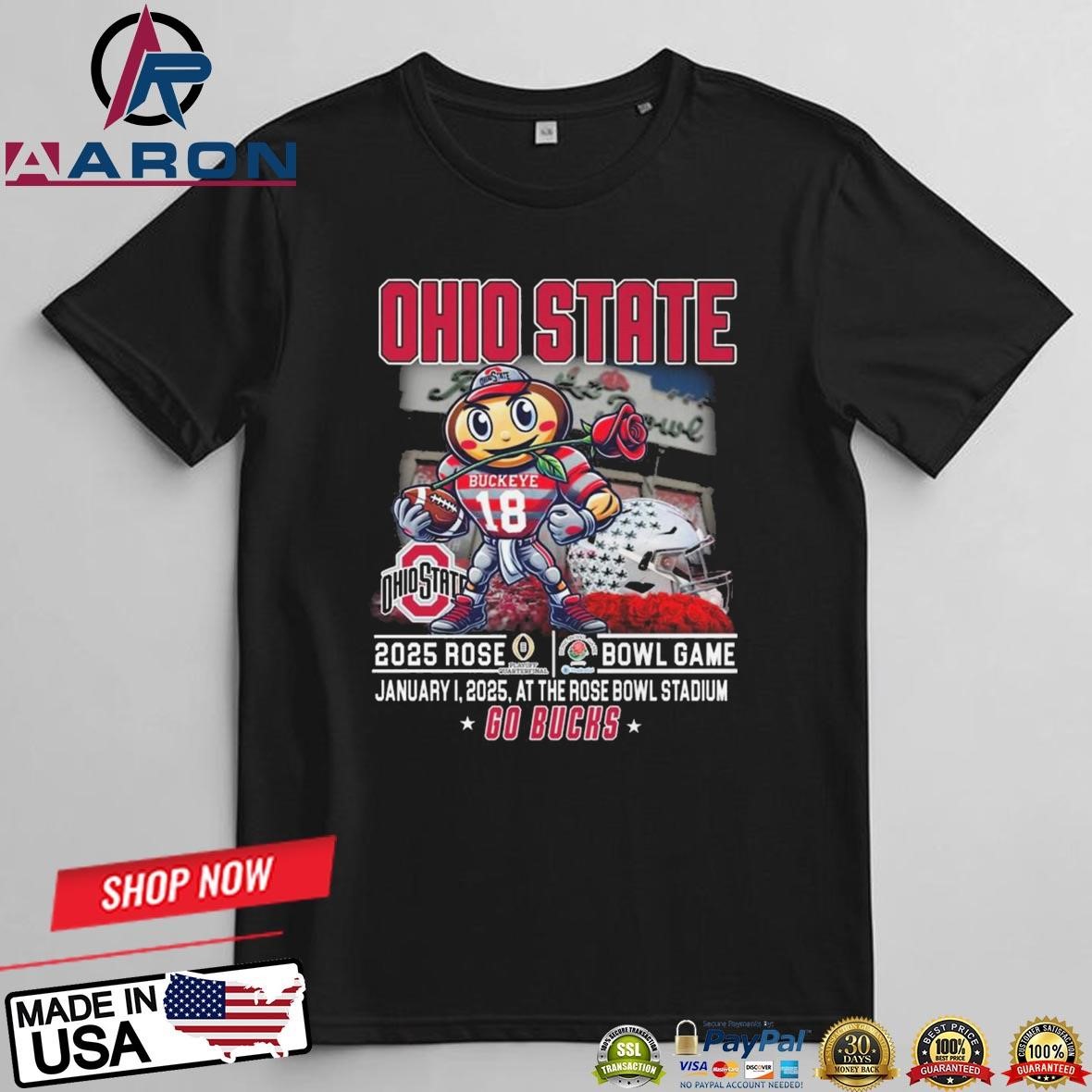 Official Ohio State Buckeyes 2025 Rose Bowl Game Go Bucks At The Rose Bowl Stadium T-Shirts