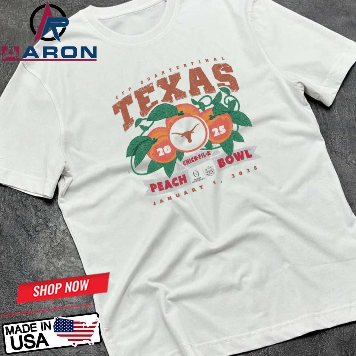 Official Texas Longhorns College Football Playoff 2025 Chick Fil A Peach Bowl Bound T-Shirts