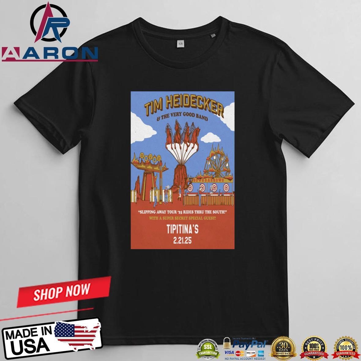 Official Tim Heidecker At Tipitina's Uptown In New Orleans LA On Feb 21 2025 Tour Poster T-Shirts