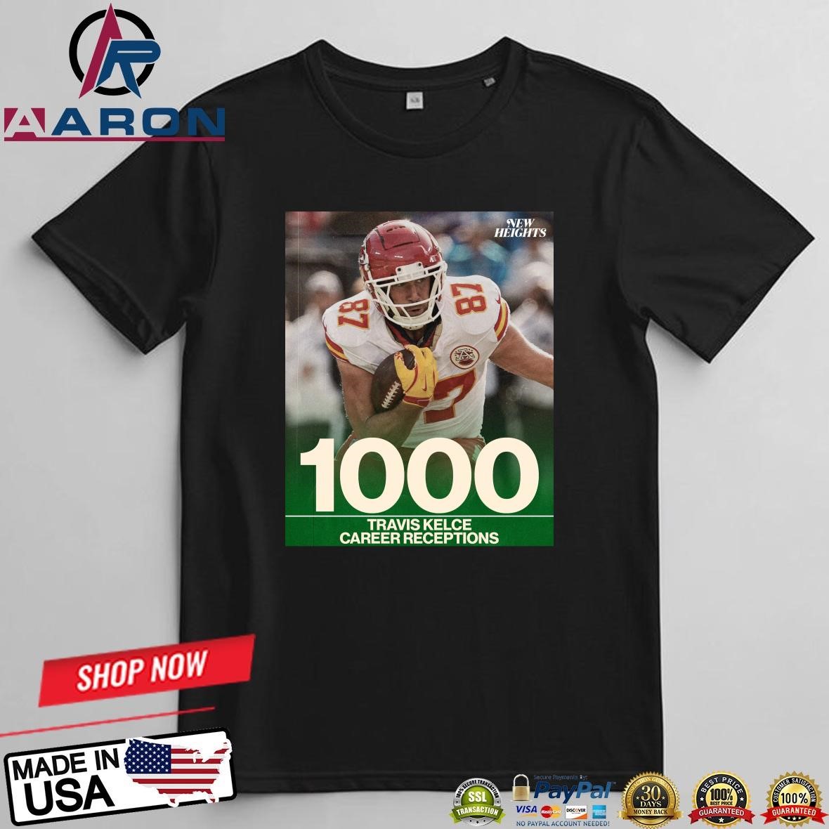 Official Travis Kelce On Becoming The 3rd TE In NFL History With 1000 Career Receptions T-Shirts