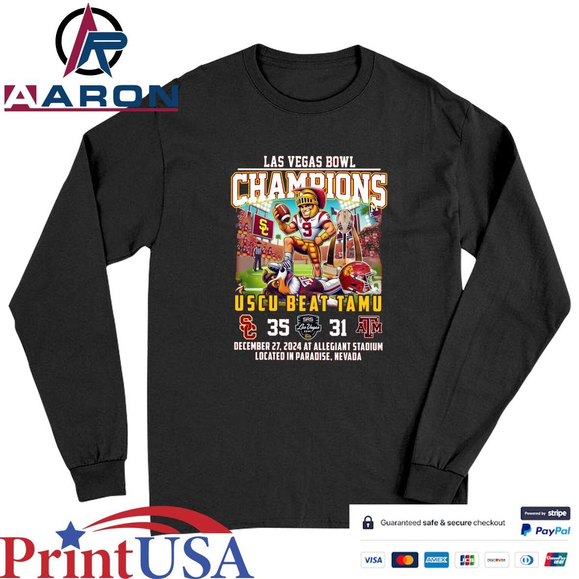 Official USC Trojans Beat Aggies 2024 Las Vegas Bowl Champions T-Shirts Long Sleeve