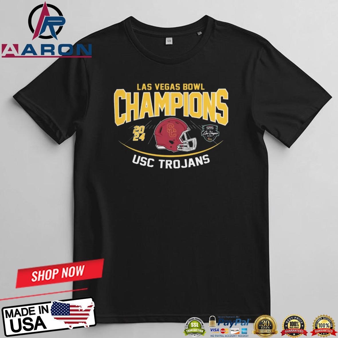 Official USC Trojans Football 2024 SRS Distribution Las Vegas Bowl Bound Champions T-Shirts