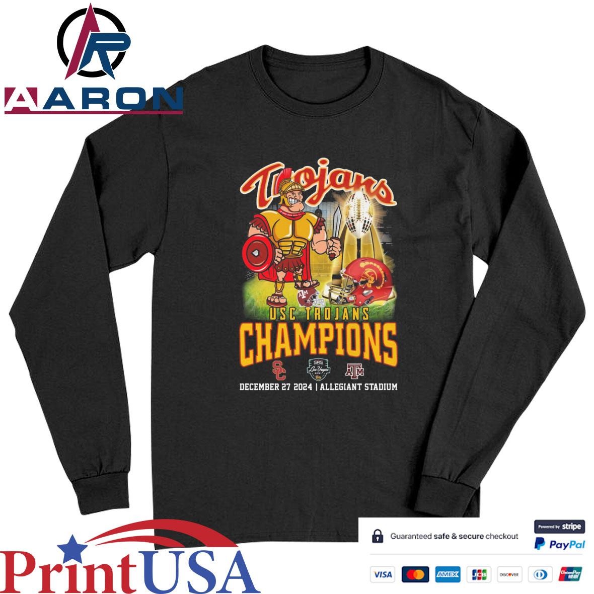 Official USC Trojans Mascot 2024 Las Vegas Bowl Champions Beat Aggies T-Shirts Long Sleeve