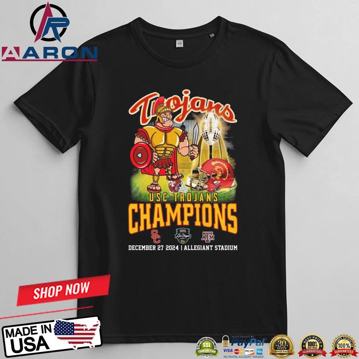 Official USC Trojans Mascot 2024 Las Vegas Bowl Champions Beat Aggies T-Shirts