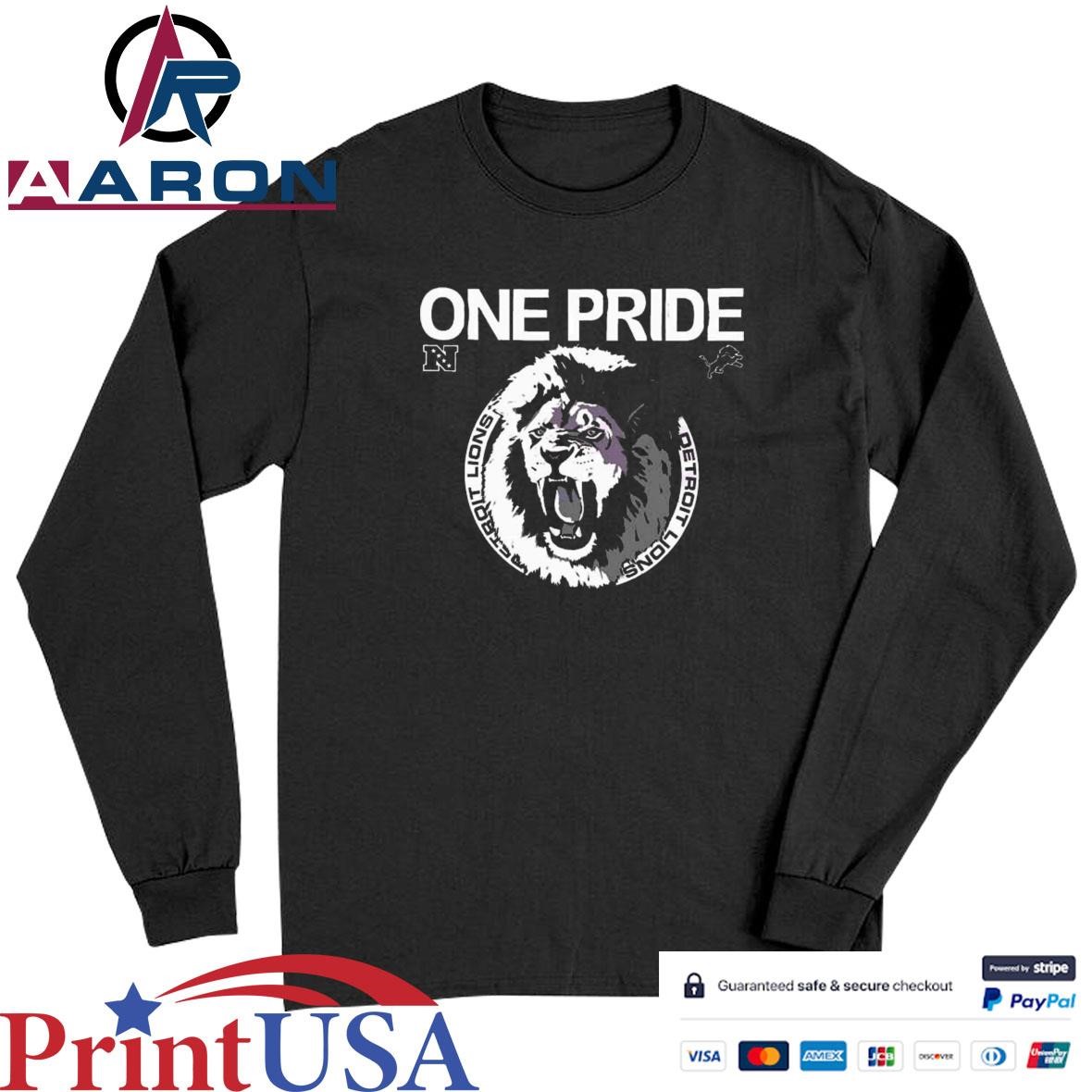 Official Vintage One Pride Detroit Lions Logo Mascot T-Shirts Long Sleeve