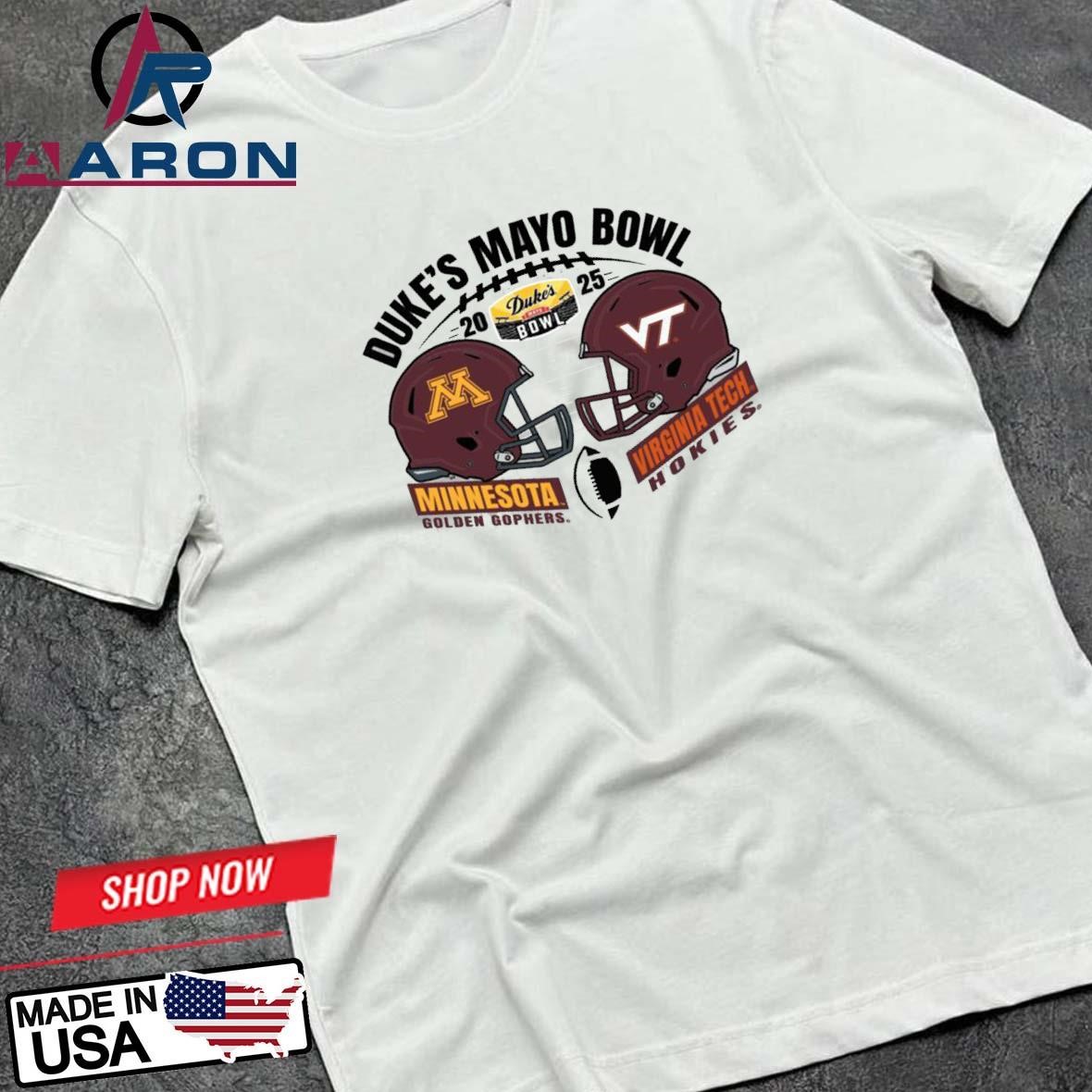 Official Virginia Golden Gophers Vs Virginia Tech Hokies 2025 Duke's Mayo Bowl Match Up Head To Head T-Shirts