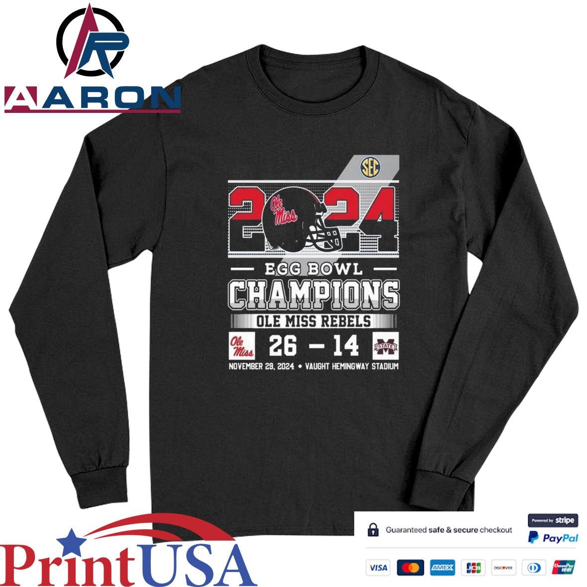 Ole Miss Rebels 2024 Egg Bowl Champions Celebrating Champs T-Shirts Long Sleeve