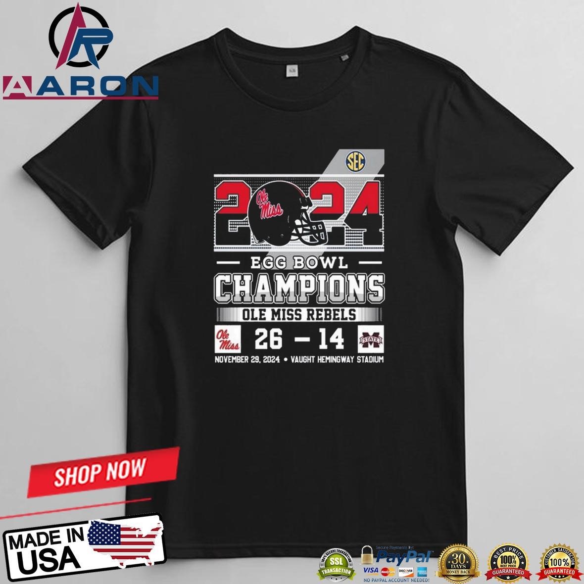 Ole Miss Rebels 2024 Egg Bowl Champions Celebrating Champs T-Shirts