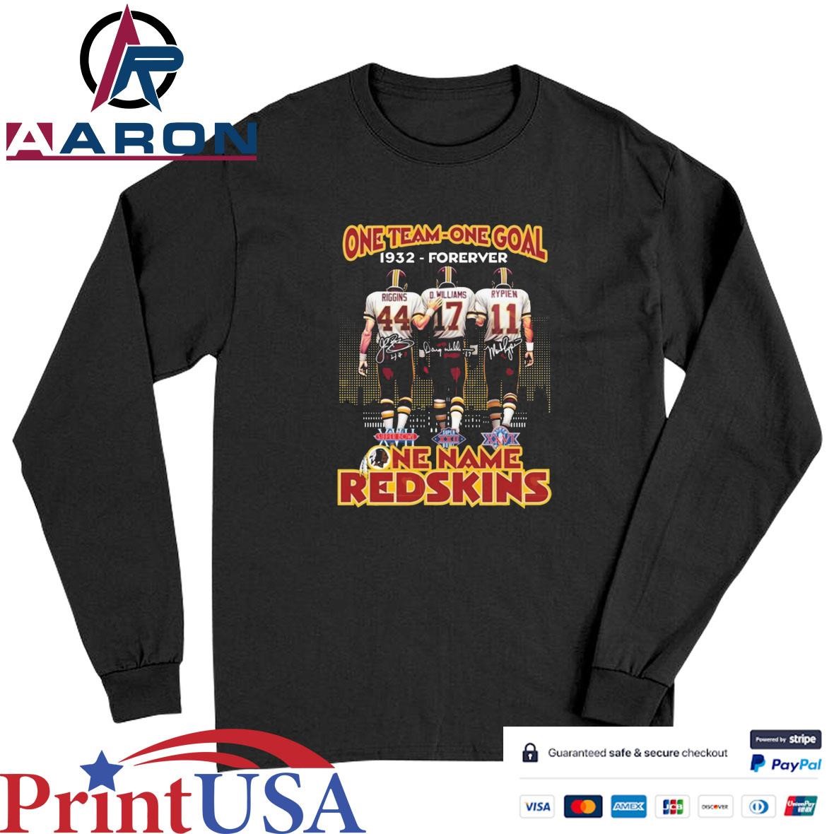 One Team One Goal 1932-Forever Washington Commanders One Name Redskins Signatures T-Shirts Long Sleeve