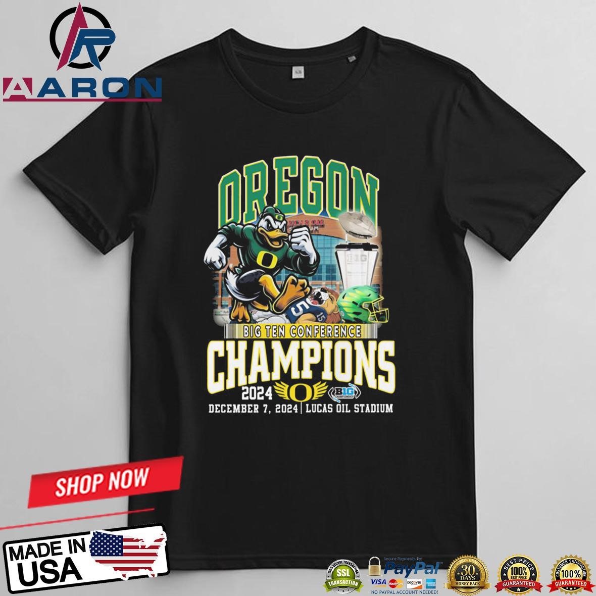 Oregon Ducks Big 10 Conference Champions In Lucas Oil Stadium 2024 T-Shirts