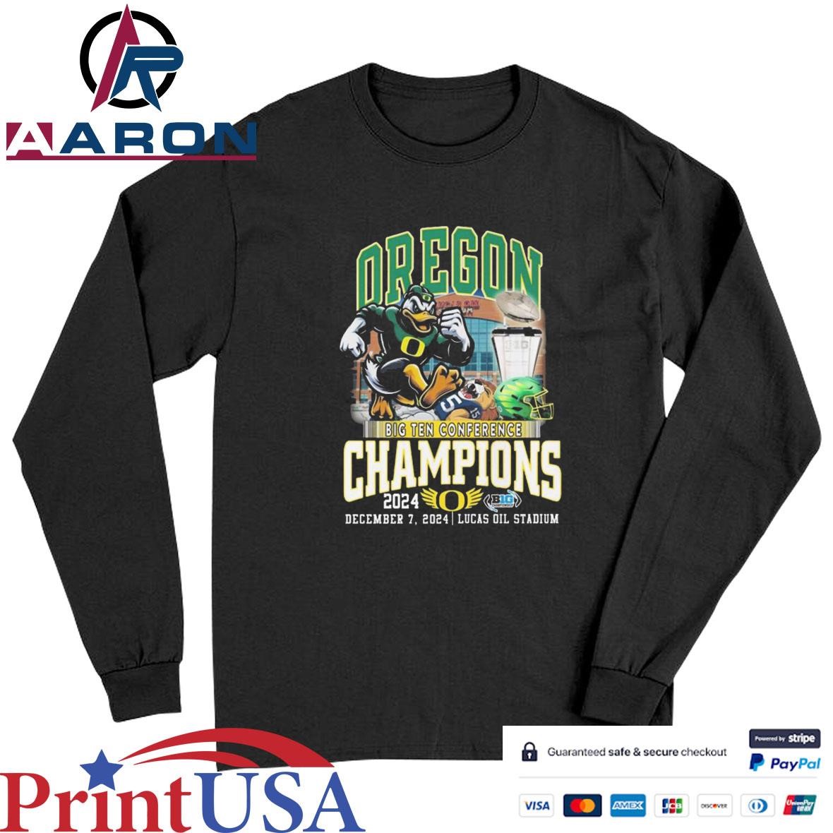 Oregon Ducks Big Ten Conference Champions 2024 Lucas Oil Stadium T-Shirts Long Sleeve