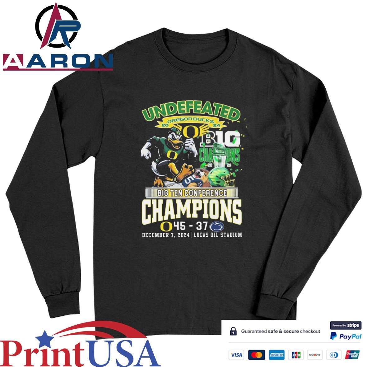 Oregon Ducks Big Ten Conference Champions Winner 45-37 Score T-Shirts Long Sleeve