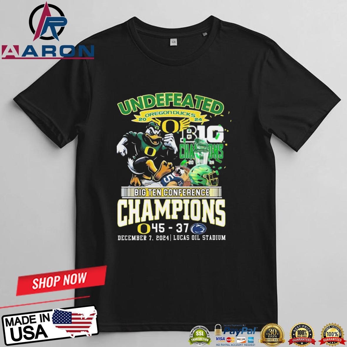 Oregon Ducks Big Ten Conference Champions Winner 45-37 Score T-Shirts