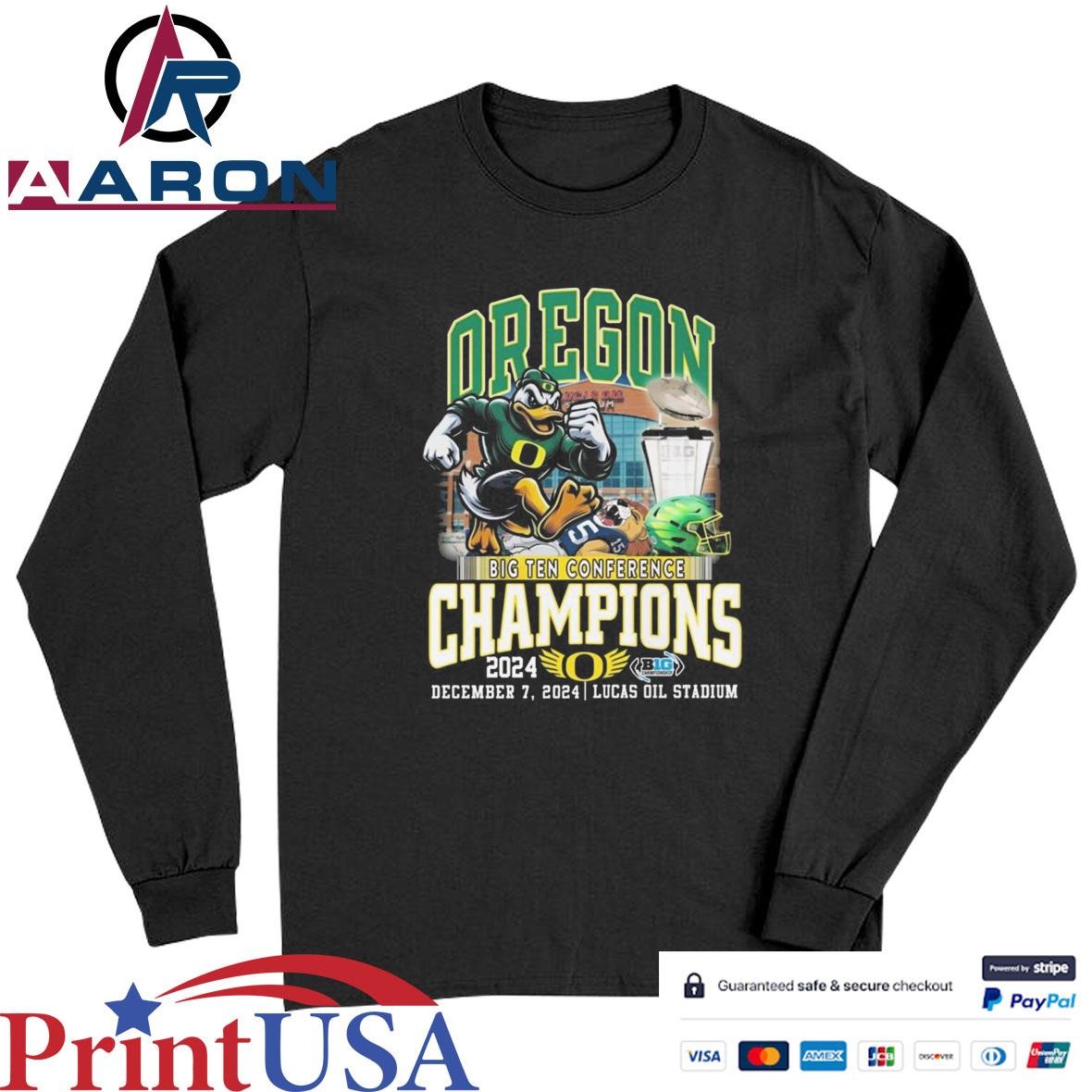 Oregon Ducks Mascot Big 10 Conference 2024 Champions Big Win T-Shirts Long Sleeve