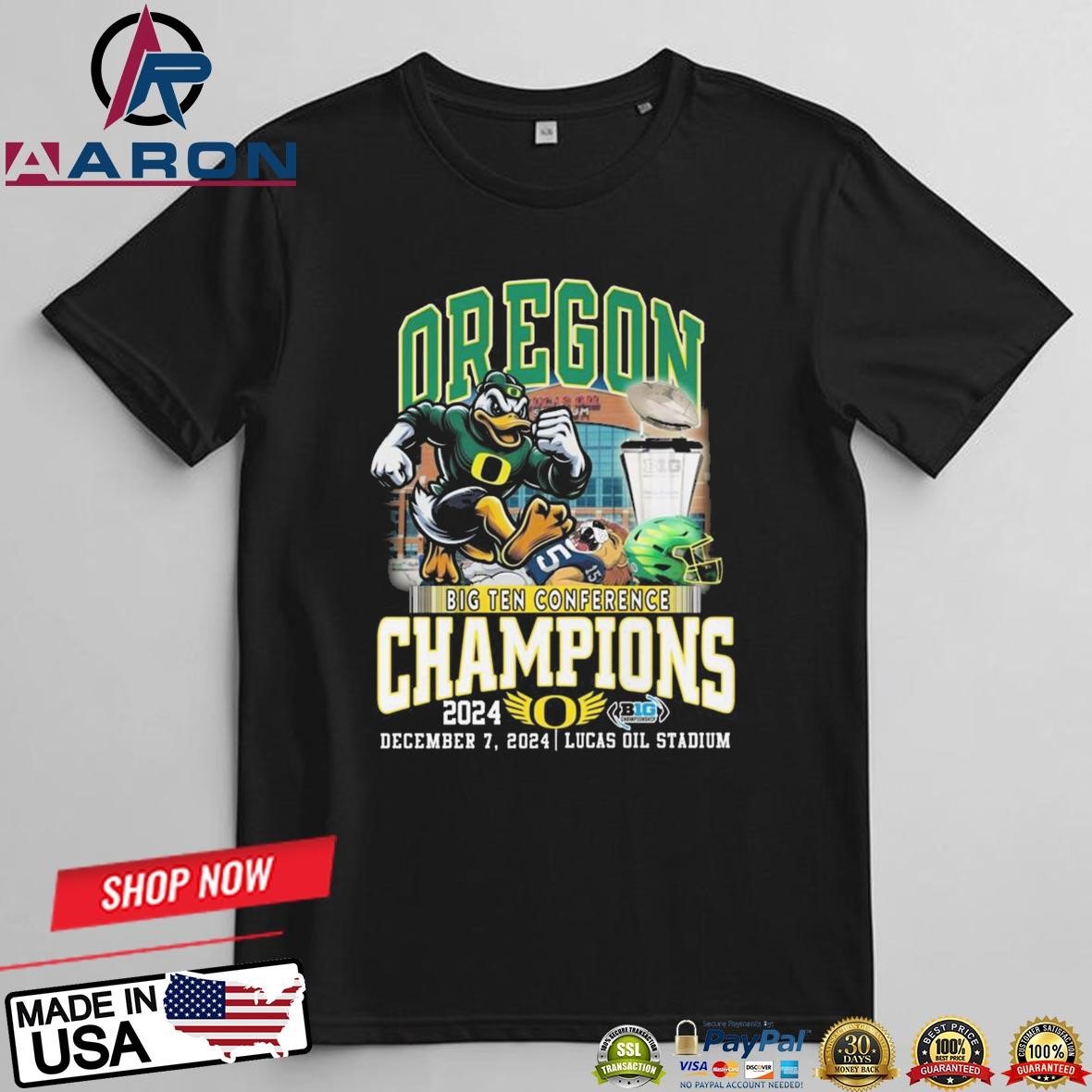 Oregon Ducks Mascot Big 10 Conference 2024 Champions Big Win T-Shirts